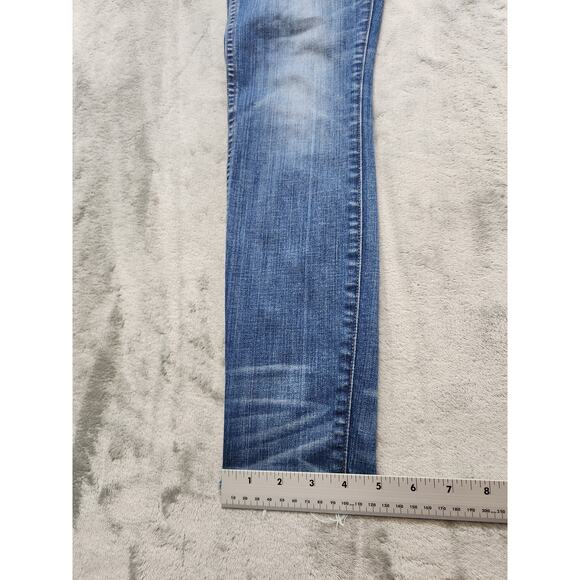 Madewell 10” High Riser Skinny Skinny Jeans Size 25 Blue Raw Hem Button Fly - Picture 14 of 15
